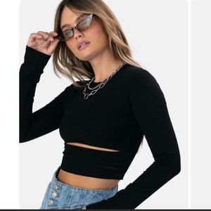 Black long sleeve with front cut out